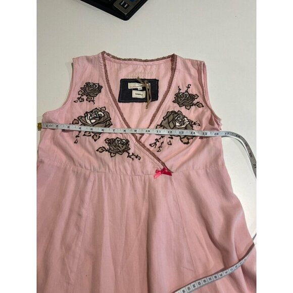 Odd Molly Anthropologie Pink Embroidered Mini Tunic Dress Babydoll Small Preppy - Picture 7 of 10